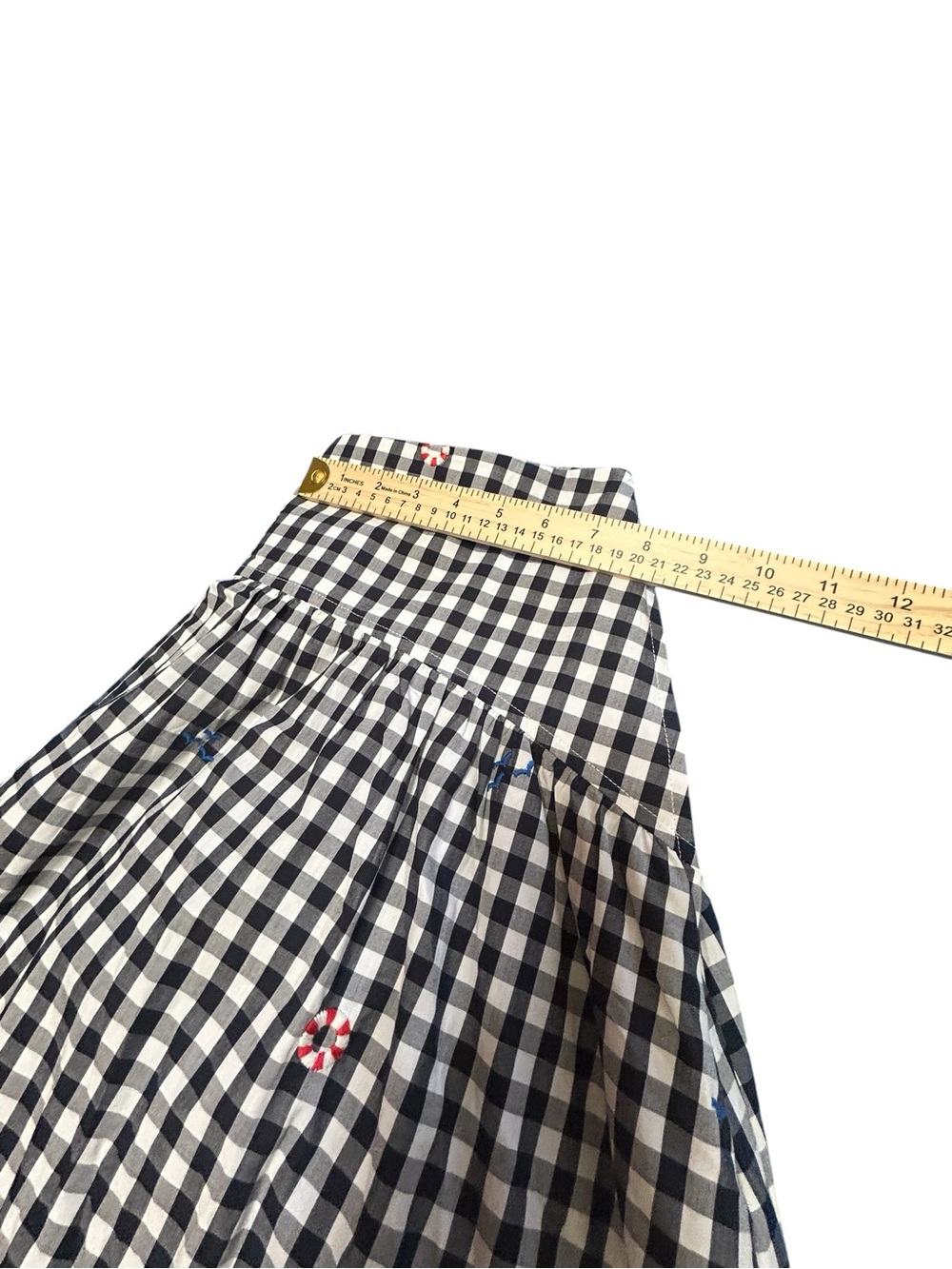 Black & White Gingham A-Line Skirt with Subtle Embroidered Accents - Picture 10 of 16
